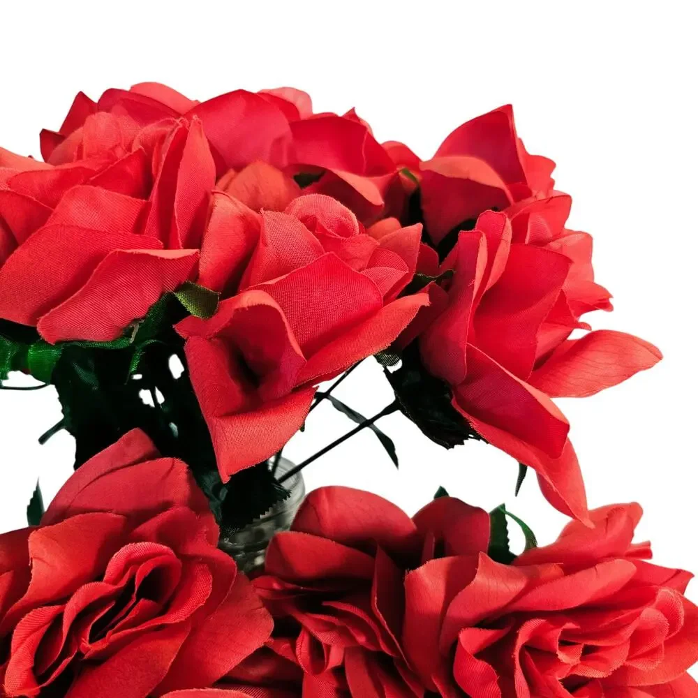 Red Silk Artificial Rose Flowers Stems Wedding Craft 3